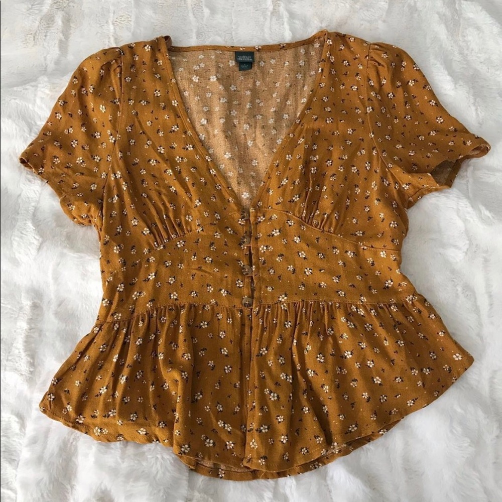 Orange Wild Fable Floral Fancy Top